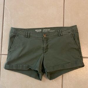 Olive Low Rise Midi Shorts